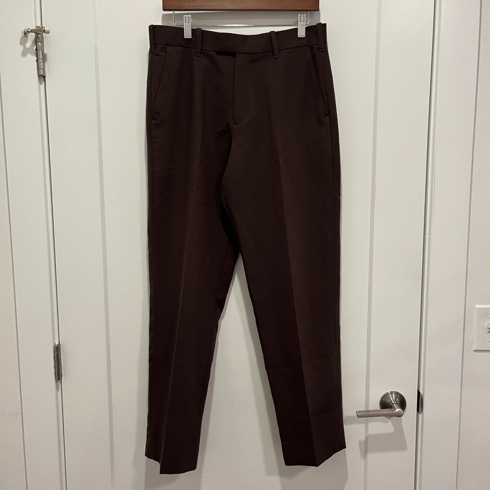 Abercrombie & Fitch Mens Dress Pants 31x32 Dark Brown Flat Front Trousers